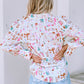 Color Stitching Turnover Neck Shirt Loose Abstract Printing