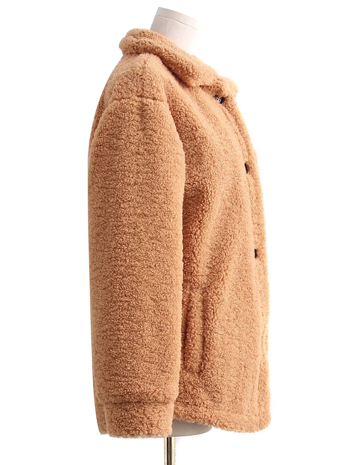 Veste à manches longues en peluche de couleur unie, style hipster de rue