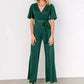 Women's Casual Solid Color Short Sleeve Belt Jumpsuit