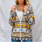 Women's Casual Geometric Loose Hooded Pocket Jacket