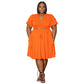 Women's New Arrival Ruffled Sleeve Lace-up Short Skirt With Pockets V-neck Plus-size Skirt Set