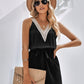 Casual Jumpsuit Lace V-neck Sleeveless Tops Tie-up Shorts Summer Beach Clothes