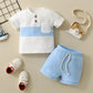 Cross-border Baby Color Block Bust Patchwork Top Shorts Suit