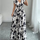 Short Sleeve Lace-up Dress Printed V-neck