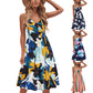 Summer New Print Suspender Backless Dress