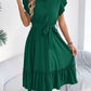 Stand-collar Ruffled Shirt Dress With A Tie Waist