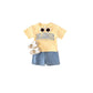 Summer Baby Letter Print Short-sleeve Top Denim Shorts Suit