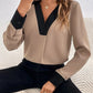 Women's V-collar Contrast Color Casual Shirt
