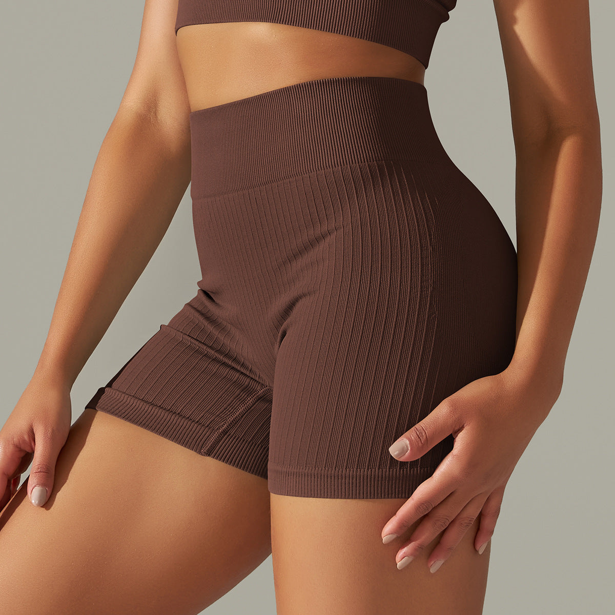 Pantalon de yoga tricoté sans coutures, taille haute, rehaussant les hanches