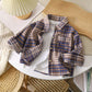 Children's Retro Color Matching Cardigan New Polo Collar Jacket