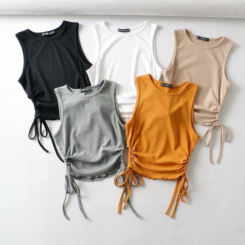 Women's Fashion Slim Side Drawstring Sleeveless Tank Top