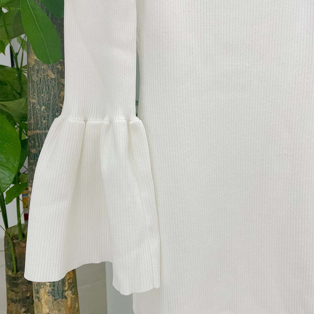 Classic Style Ladies Square Collar Long Sleeve One-step Dress