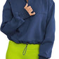 Women's Fashion Casual Stand Collar Half Zip Drawstring At Hem Brushed Hoody