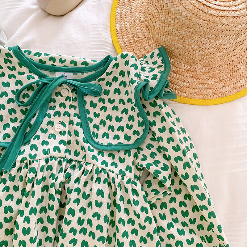 Green Polka Dots Peter Pan Collar Fashionable Princess Dress