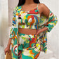 Summer Fashion Printed Waist-controlled All-match Top Three-piece Suit