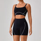 Combinaison de sport de plein air moulante à bretelles spaghetti pour femmes, couleur contrastée, style européen et américain