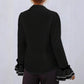 Solid Color Casual Ruffled Flared Sleeve Shirt Top