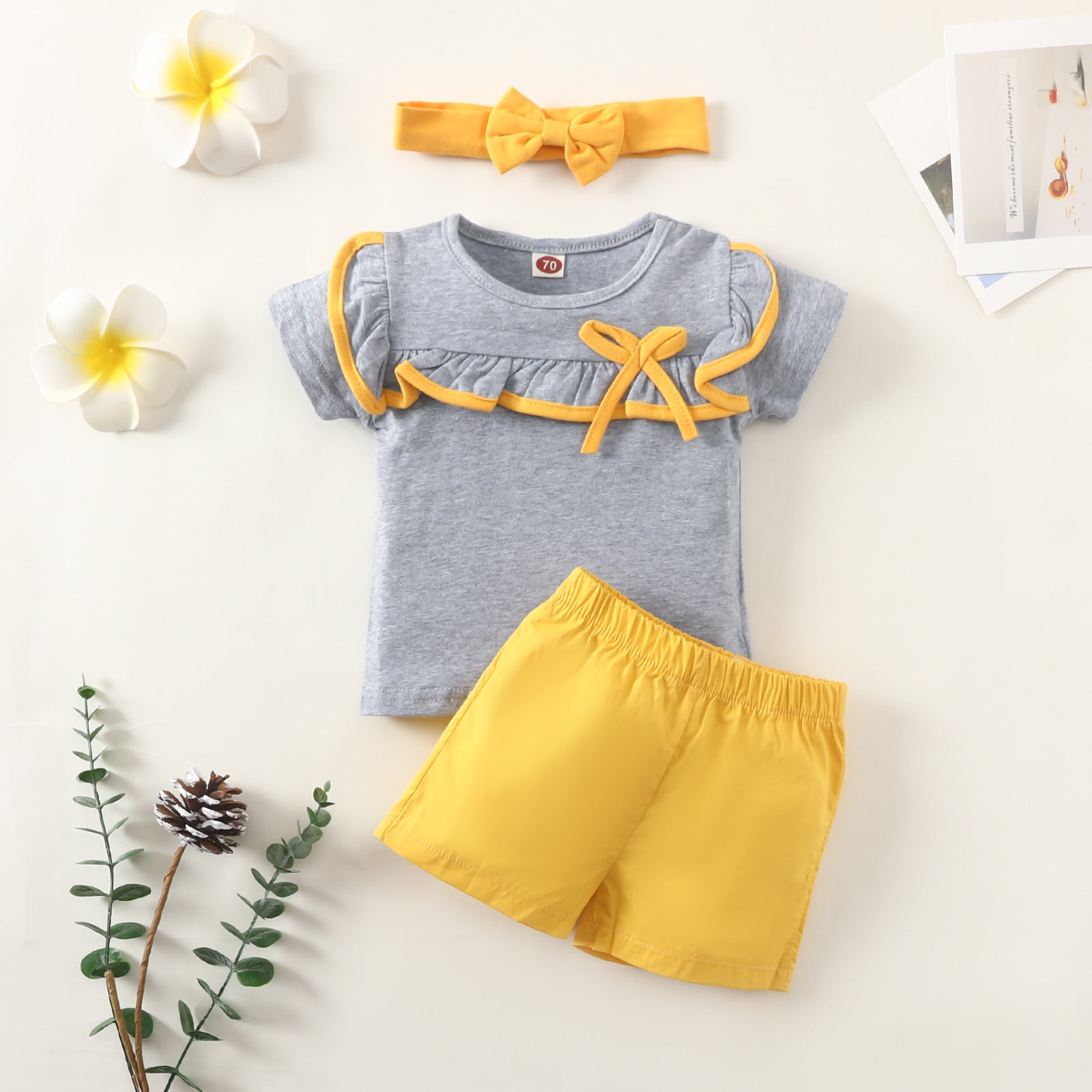 Boys Gentleman Lapel Bow Top Shorts Set
