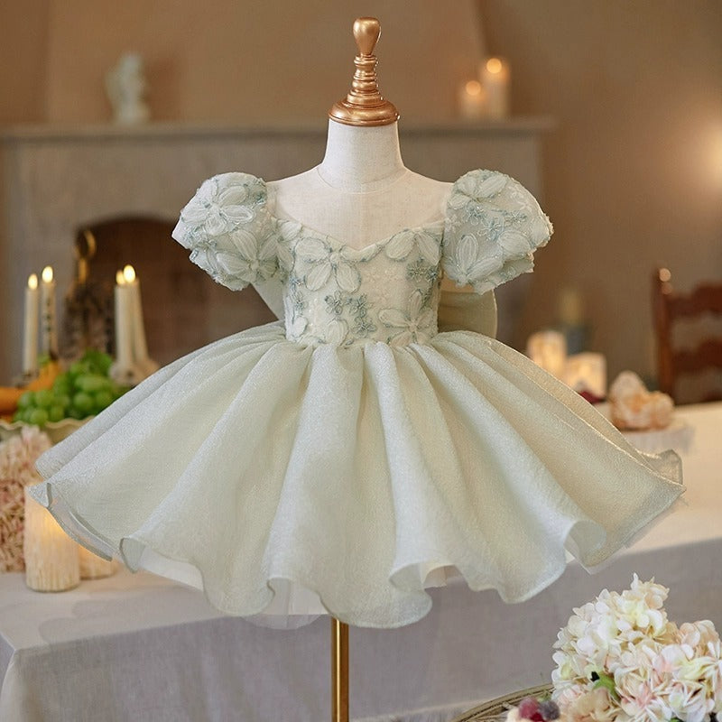 French Children's Birthday Dress Fruit Green