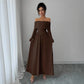 Women's Solid-Color French-Style Off-the-Shoulder Knitted Dress