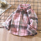 Children's Retro Color Matching Cardigan New Polo Collar Jacket