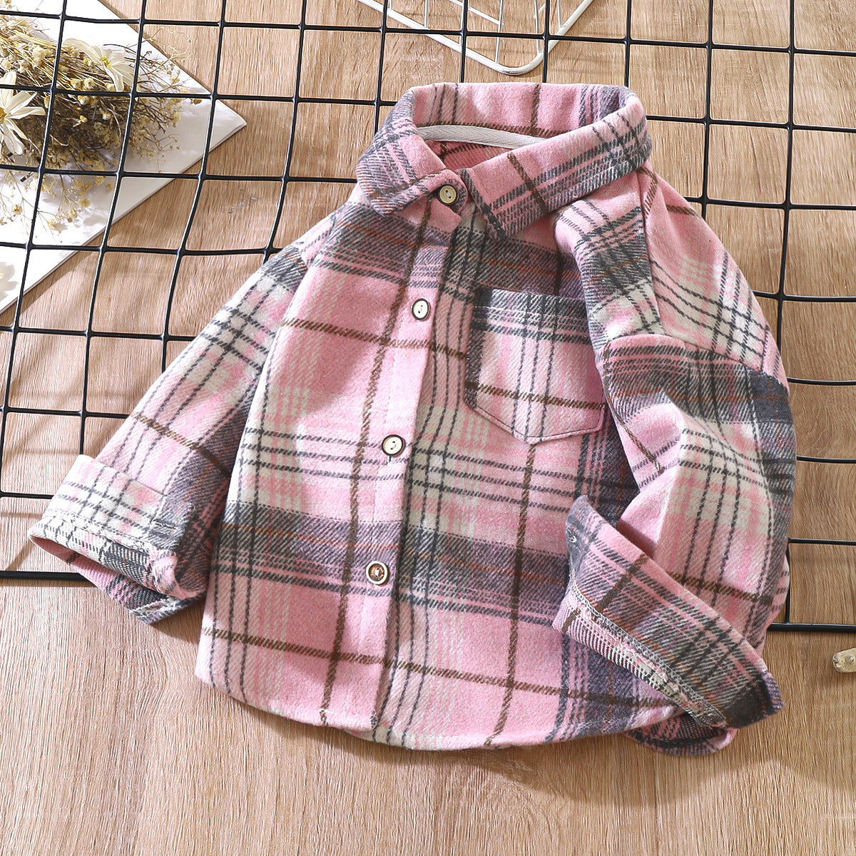 Children's Retro Color Matching Cardigan New Polo Collar Jacket
