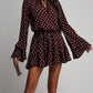 Fashionable And Sweet Polka-Dot V-Neck Long-Sleeve Womens Dress