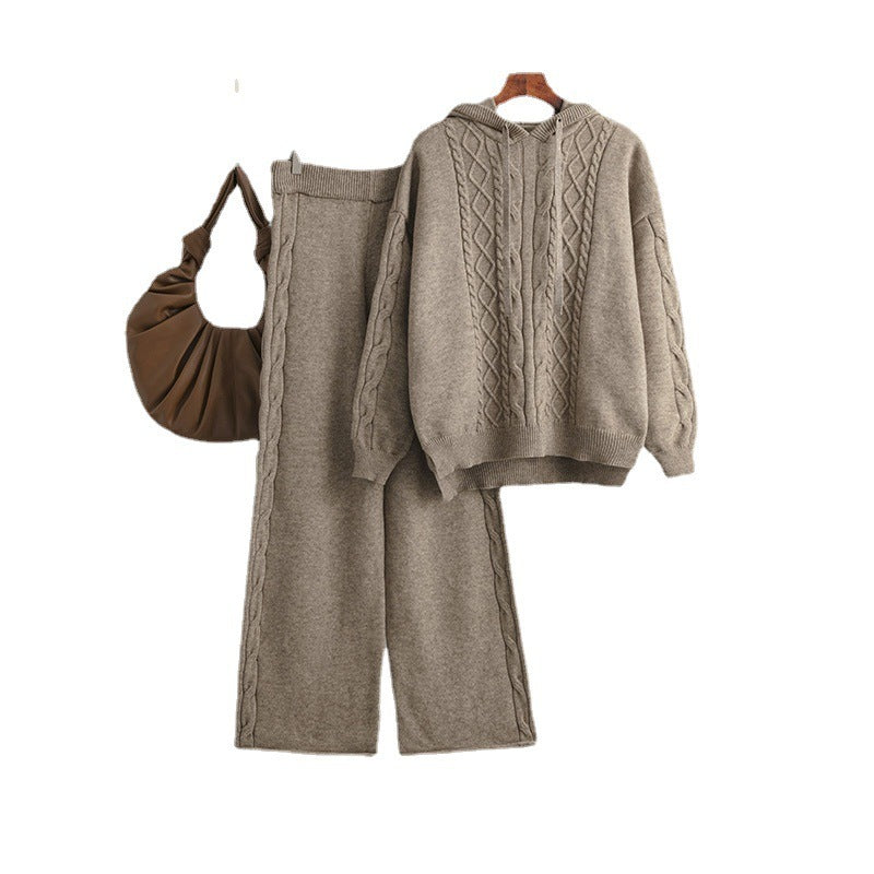 Draping Wide-leg Trousers Twist Two-piece Suit Fashion