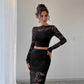 Women's Lace Jacquard Semi-transparent Skirt Suit