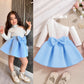 Bow Ruffled Dress Two-piece Set