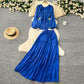 Suit Women's Spring French Style Lace-up Waist-controlled Round Neck Long Sleeve Shirt High Waist Drooping Skirt