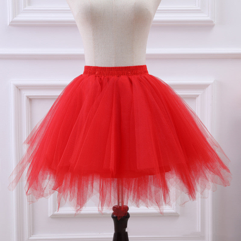 Women's Boneless Color Performance Activity Puffy Ballet Gauze Skirt