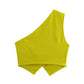 Solid Color Irregular Green One-shoulder Vest Strap Top