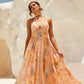 Women's Holiday-style Sleeveless Printed Backless Dress