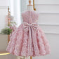 Girls' Sleeveless Sequined Three-dimensional Flower Pettiskirt