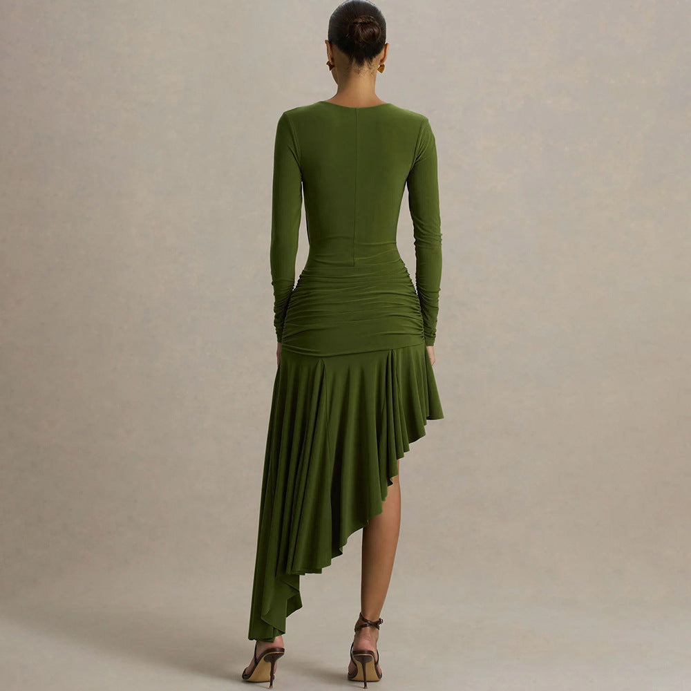 Fashionable Minimalist Asymmetrical Design Womens Long Dress