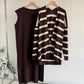 Women's Autumn Loose Mid-length Striped Sweater Skirt