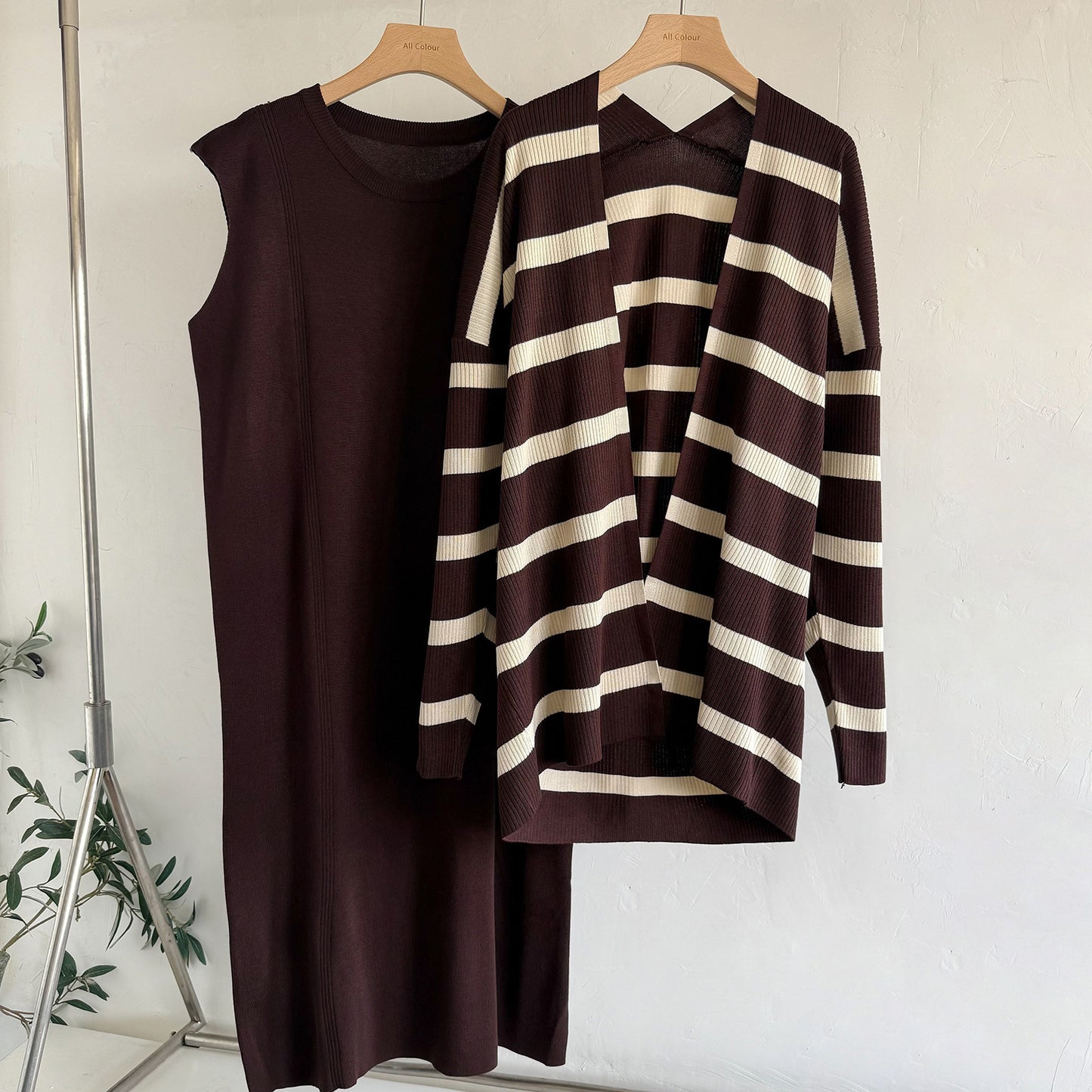 Women's Autumn Loose Mid-length Striped Sweater Skirt