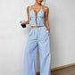 Summer Stripes Vest Plus Stretchy Straight-leg Pants Casual Two-piece Suit