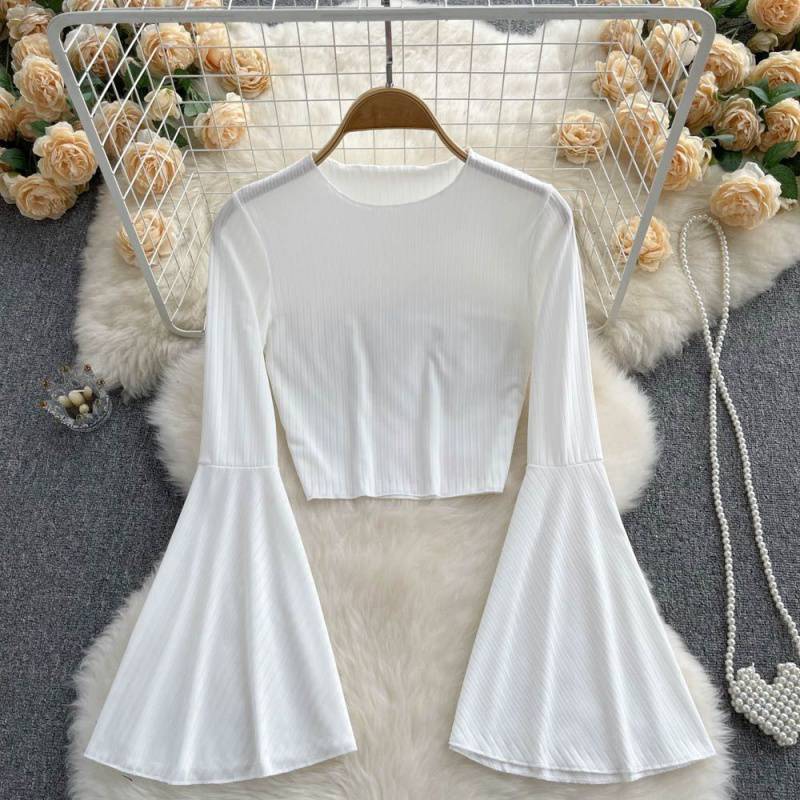 Women's Niche Design Flare Sleeve T-shirt Short Top