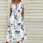 Women's Printed Short Sleeve Lace Patchwork Dress For Women