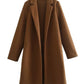 Women's Casual Woolen Lapel Non-buckle Overcoat Coat