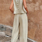 Women's Solid Color Ruffle Strap Tank Top Wide Leg Pants Set