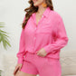 Women's Holiday Solid Color Shirt Loose Shorts Internet Suit