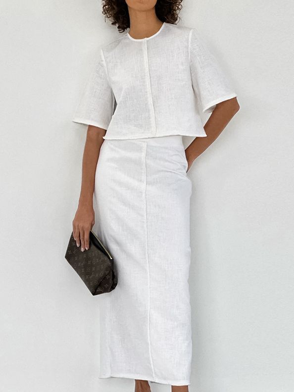 Costume slim en coton et lin pour femme, coupe ajustée et tendance