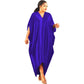 Women's African Plus Size Muslim Solid Color V-Neck Dress