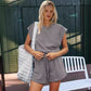 Solid Color Waist Drawstring Fashion Casual Jumpsuit