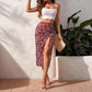 Camisole Top Paired With A Floral-print Drawstring Skirt A Chic Two-piece Set