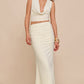 Sleeveless Stacked Neckline Women's Top With Fashionable Pleated Long Skirt Two-piece Set