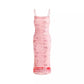 Slim-fit Pleated Elegant Mesh Floral Print Suspender Dress
